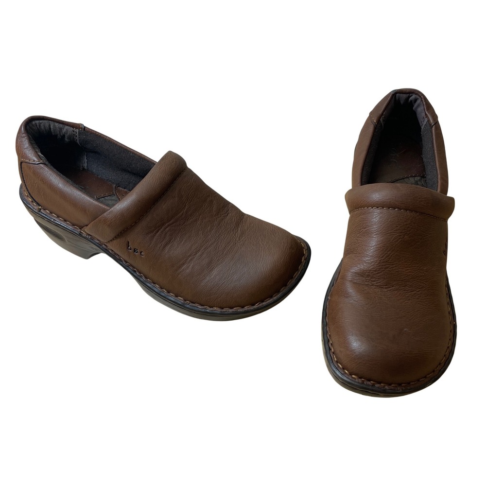 BOC Born Casual Leather Mules Clogs Brown Women's Size 8M